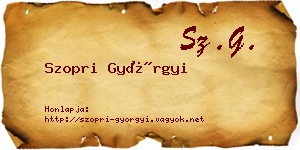 Szopri Györgyi névjegykártya